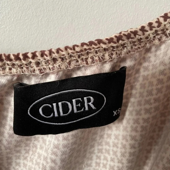 Cider Check Pattern Cut Out Long Sleeve  Dress Cream Brown Sz XS - Picture 8 of 9